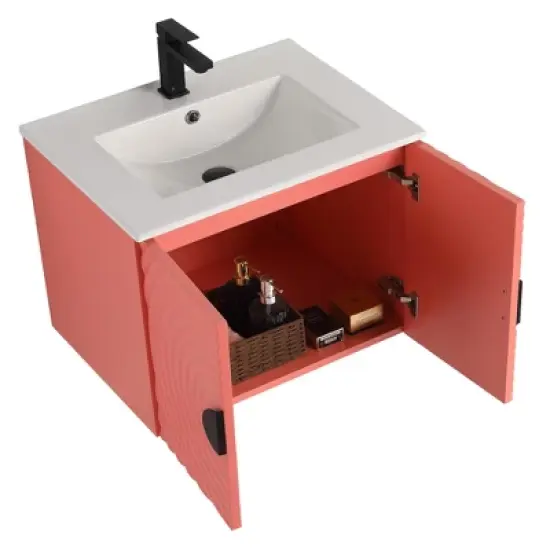 Pellabay Modern Bathroom Vanity with Fluted Circular Doors - Sink Included image {5}