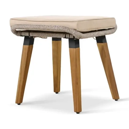 FIONECA 5-Piece Patio Conversation Set with Wicker Cool Bar Table, Chairs & Ottomans, Outdoor Bistro Furniture Set for Porch, Backyard, Brown image {12}