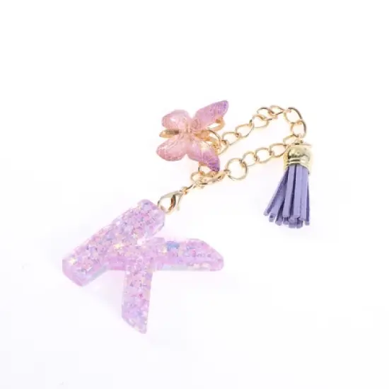 Unique Bargains Star Sequin Letter K Butterfly Tassel Water Cup Pendant Purple 1 Pc image {4}