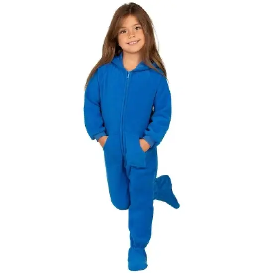 Footed Pajamas - Brilliant Blue Toddler Hoodie Fleece Onesie image {2}