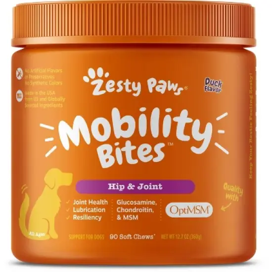 Zesty Paws Hip & Joint Mobility Soft Chews for Dogs - Duck Flavor - 90ct image {3}