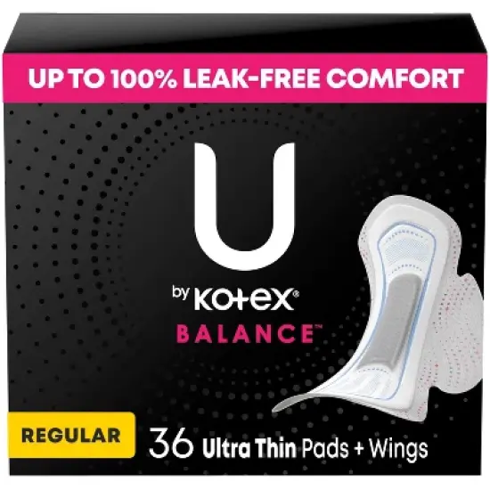 U by Kotex Balance Ultra Thin Regular Pads with Wings - Unscented image {13}