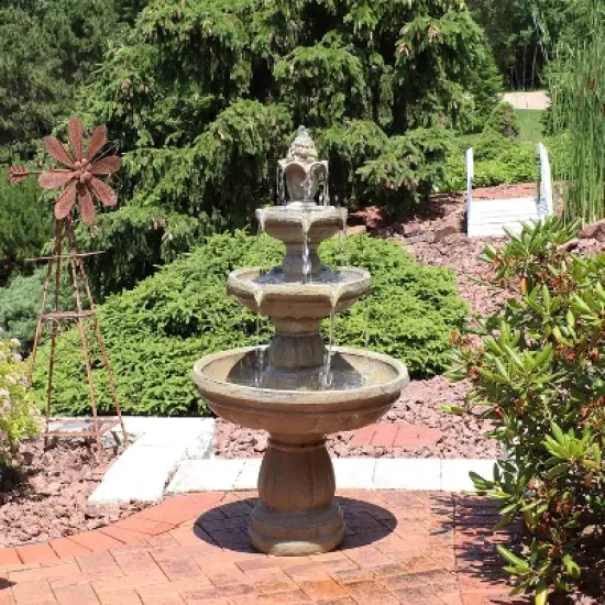 Sunnydaze 48"H Electric Fiberglass 3-Tier Outdoor Water Fountain image {7}