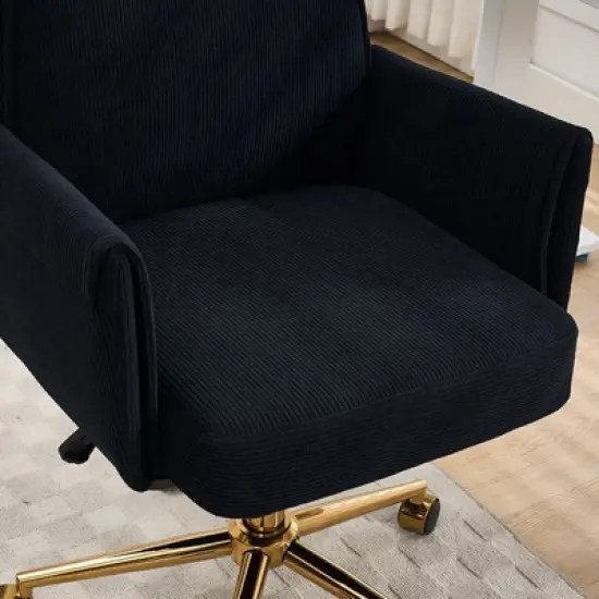 PAGED Swivel Office Chair Height Adjustable Gaming Chair with Golden Base & Soft Cushion for Living Room, Home Office image {2}