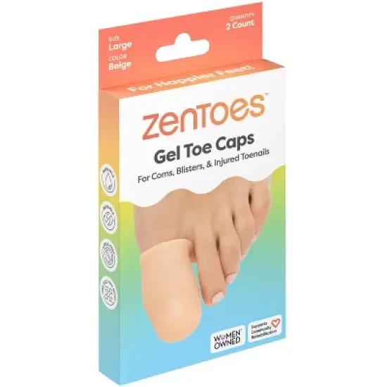 ZenToes Gel Toe Caps - Beige - L - 2pk image {4}