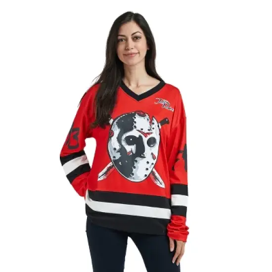Friday The 13th Jason Mask Long Sleeve Men's Colorblock Cosplay Hockey Jersey image {4}