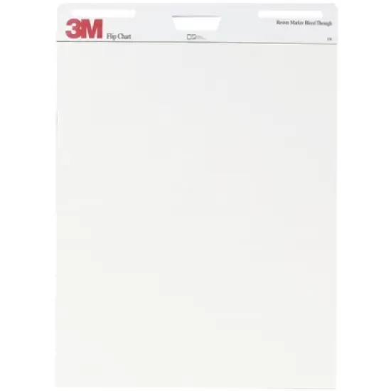 3M Unruled Flip Chart with Bleed-Resistant Paper, 25 x 30 Inches, White, 40 Sheets, Pack of 2 image {1}