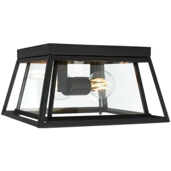 Rydler 11" Outdoor Flush Mount - PLT7029 - Black - Safavieh image {1}