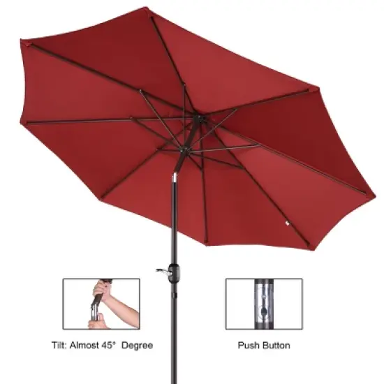 9-Foot Patio Umbrella - Easy Crank Outdoor Table Umbrella with Steel Ribs and Aluminum Pole for Deck, Porch, Backyard, or Pool by Nature Spring (Red) image {1}
