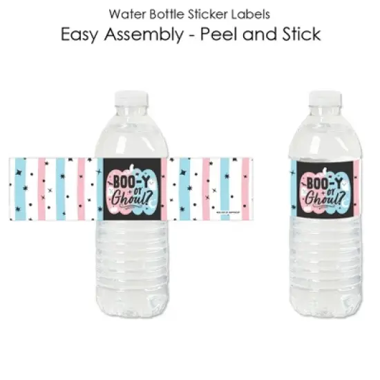 Big Dot of Happiness Boo-y or Ghoul - Halloween Gender Reveal Party Water Bottle Sticker Labels - Set of 20 image {1}
