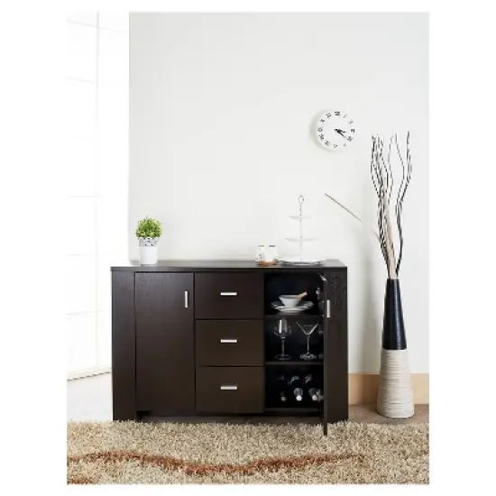 Inger Modern Buffet w/Side Shelves Espresso - HOMES: Inside + Out image {2}
