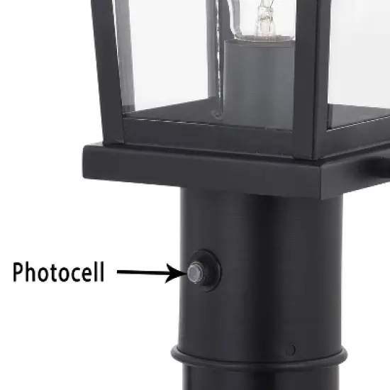 VAXCEL Lexington 1 Light Dusk to Dawn Black Outdoor Post Lamp Clear Glass image {5}