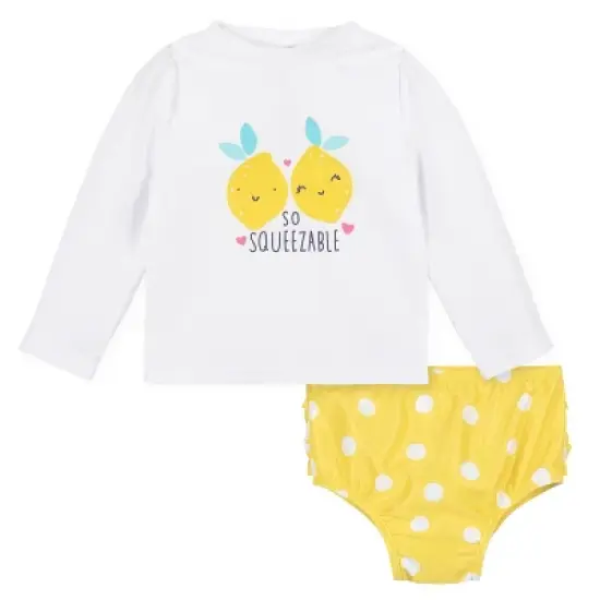 Gerber Baby & Toddler Girls' Two-Piece Swim Briefs and Long Sleeve Rash Guard Set image {7}