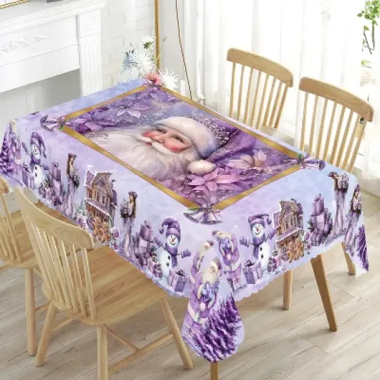 LOVEVOOK Merry Christmas Tablecloth, Christmas Tree Tablecloth, Stain Resistant Dining Table Cover for Holiday Decor image {4}