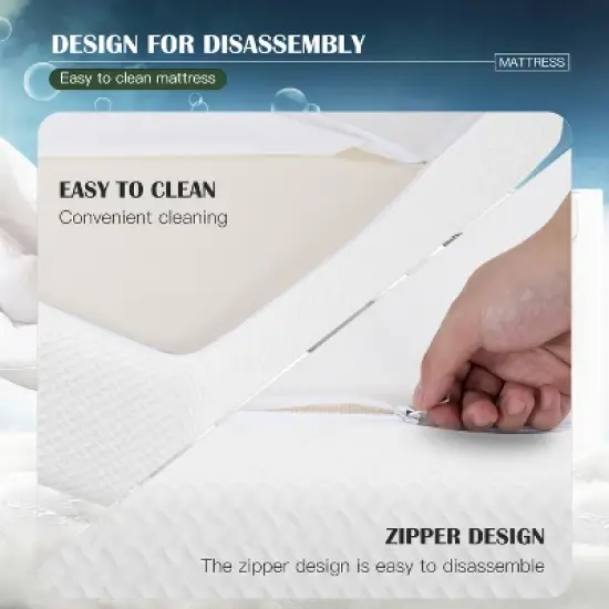 FDW Base Foam Mattress 8 Inch Mattress, CertiPUR-US Certified,Breathable Bed Mattress for Cooler Sleep Supportive,Removable Soft Cover,White image {4}