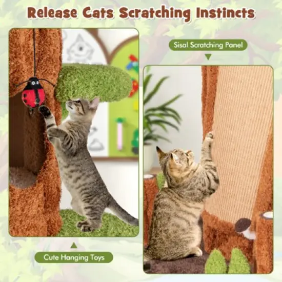 Tangkula 90.5" Tall Multifunctional Cat Tree w/ Private Condos Sisal Covered Scratching Panel image {6}