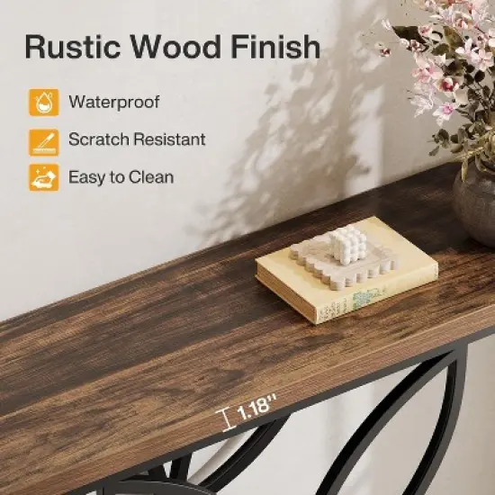 Tribesigns 47" Console Table Sofa Table with Unique Butterfly Metal Base, Foyer Accent Table for Living Room, Entryway, Hallway image {5}