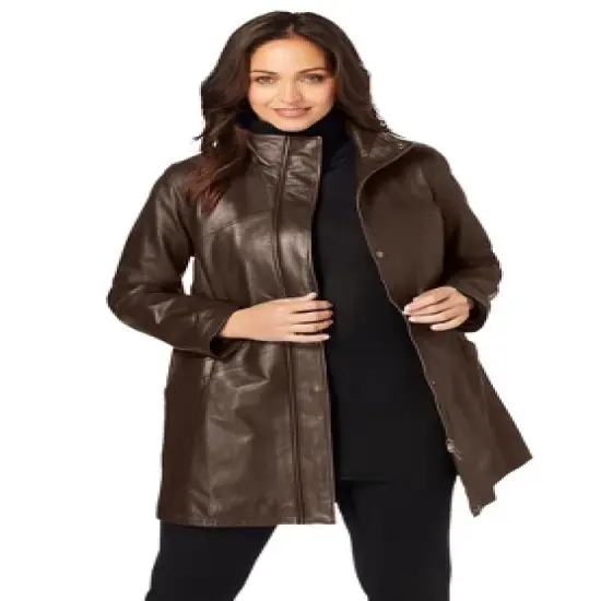 Jessica London Women&rsquo;s Plus Size A-Line Zip Front Leather Jacket image {3}