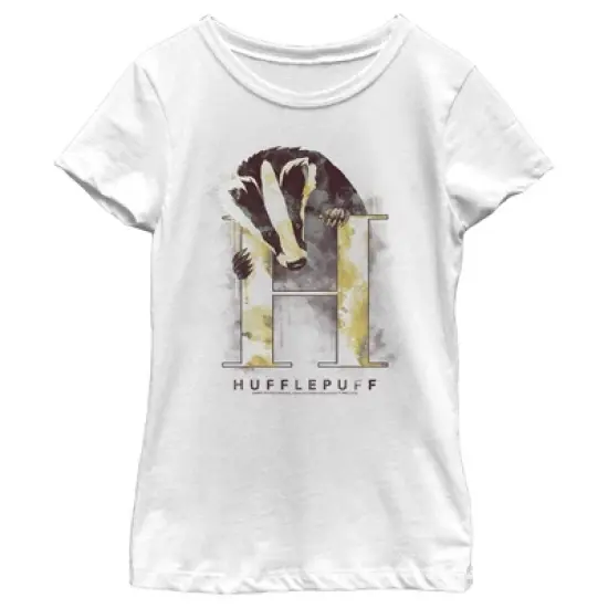 Girl's Harry Potter Hufflepuff Badger Watercolor T-Shirt image {3}