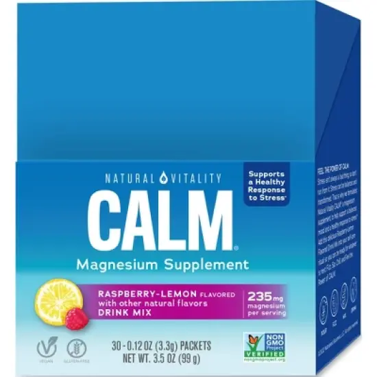 Natural Calm Vitality Anti-Stress Vegan Magnesium Supplement Powder Packets - Raspberry Lemon - 12.96oz/30pk image {13}
