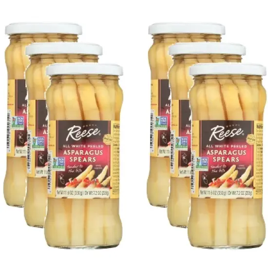 Reese All White Peeled Asparagus Spears - Case of 6 - 11.6 oz image {2}