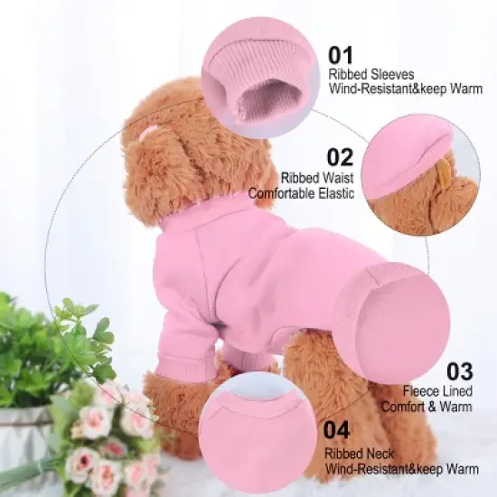Unique Bargains Cotton Blend Winter Fleece Lined Warm Dog Coat Clothes Pink Small Size image {2}