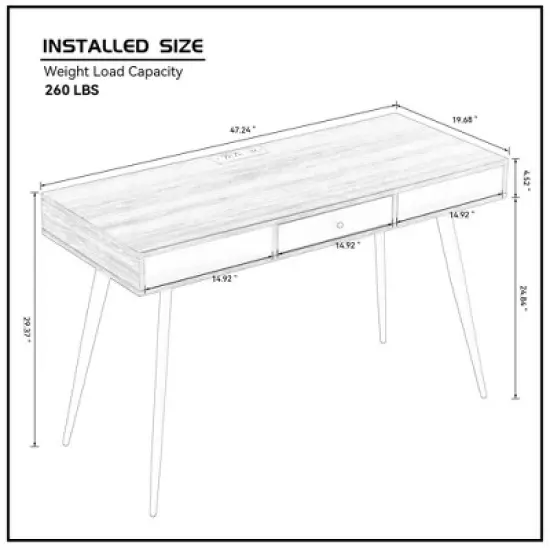 Sapphtopaz Mid Century Modern Home Office Desks Computer Desk with Drawers Writing Desk Gaming Desk Office Desk Vanity Table for Home Office image {5}