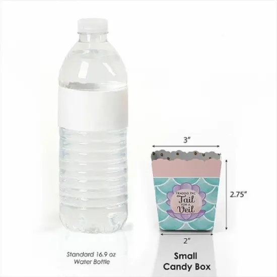 Big Dot of Happiness Trading The Tail for A Veil - Party Mini Favor Boxes - Mermaid Bachelorette Party or Bridal Shower Treat Candy Boxes - Set of 12 image {2}