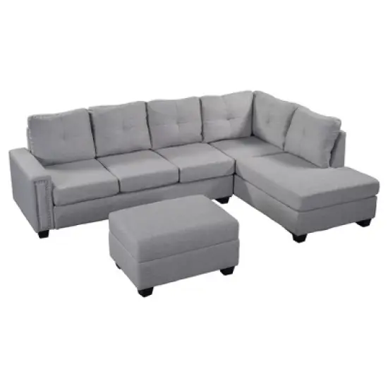 108" Reversible L-Shape Sectional Sofa Couch with Storage Ottoman-ModernLuxe image {5}