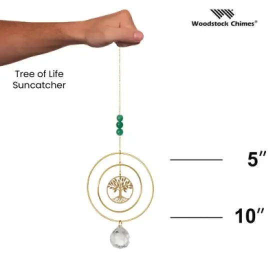 Woodstock Chimes Suncatcher Tree of Life, Green Stone 12" image {3}