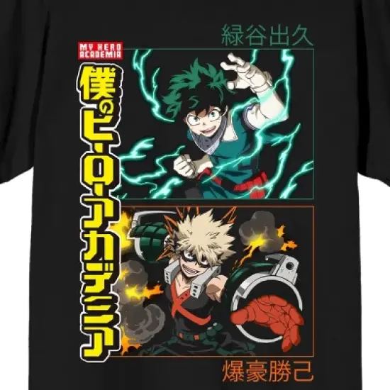 My Hero Academia Deku And Bakugo Crew Neck Short Sleeve Women's Black Crop T-shirt image {1}