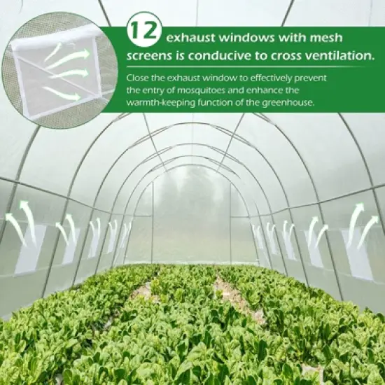 EROMMY Walk-In Greenhouse Tunnel, Large Gardening Plant Hot House Portable Tunnel Tent，white image {4}