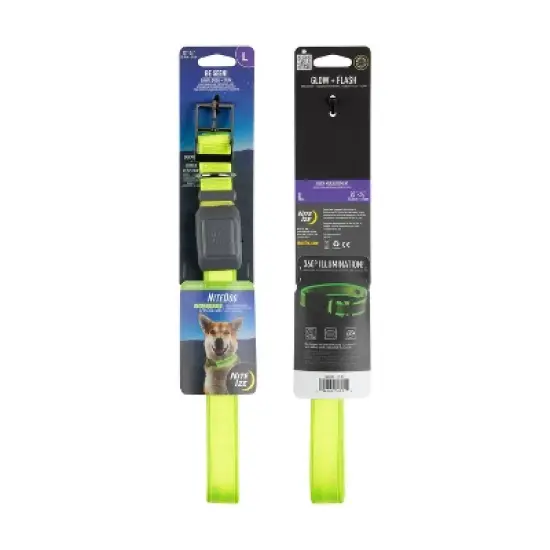 Nite Ize Nite Dog Rechargeable LED Dog Collar - L - Lime/Green image {2}