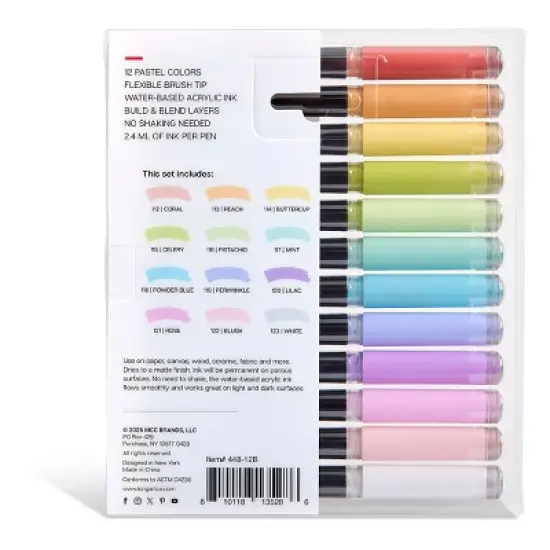 KINGART PRO Acrylic Paint Brush Pens 12 Pastel Colors image {12}