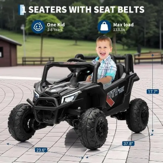 12V Kids Ride On Car, UTV Truck with Remote Control,4WD/2WD Switchable, Electric Vehicle with 4 Spring Suspension ,EVA Tires, Safety Belt, for 3+ image {1}