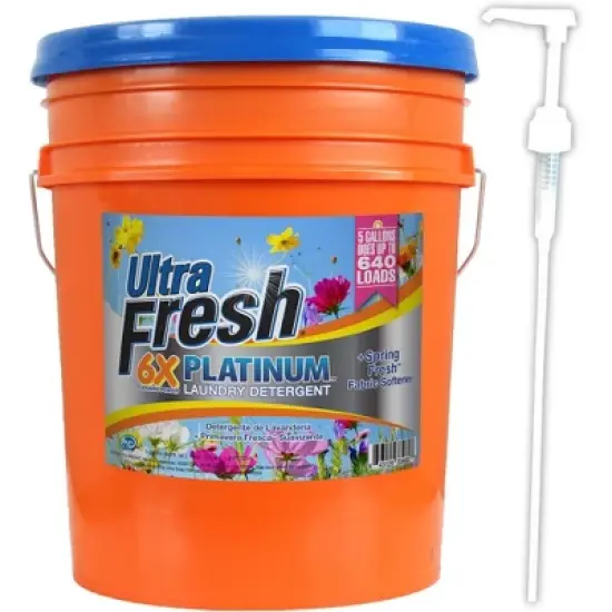 Ultra Fresh 5 Gal Liquid Laundry Detergent Washing Soap, 6X Platinum image {11}