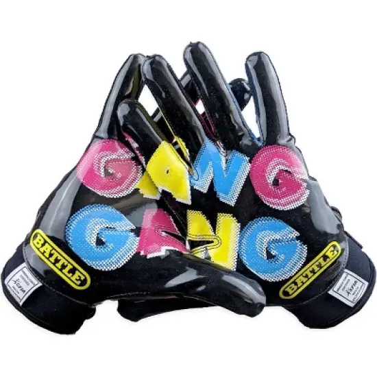Battle Sports Gang Gang Double Threat Adult Football Receiver Gloves - Black image {1}