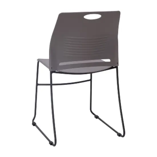 Emma and Oliver Heavy Duty 660 lb. Capacity Ergonomic Polypropylene Stack Chair with Perforated Back and Steel Sled Base image {8}