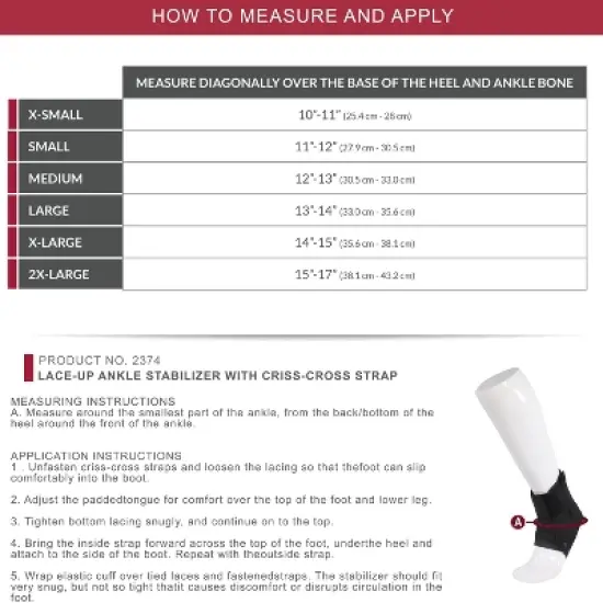 OTC Ankle Stabilizer Brace with Criss-Cross Lace-Up Adjustable Support image {3}