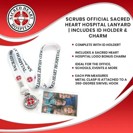 Surreal Entertainment Scrubs Official Sacred Heart Hospital Lanyard | Includes ID Holder & Charm image {6}