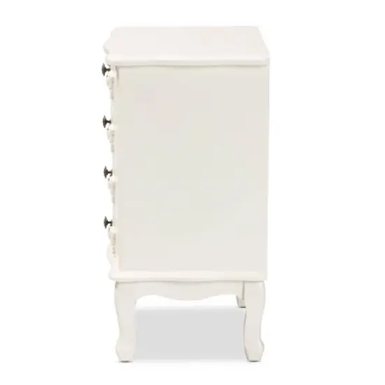 Callen Wood 4 Drawer Nightstand White - Baxton Studio image {4}