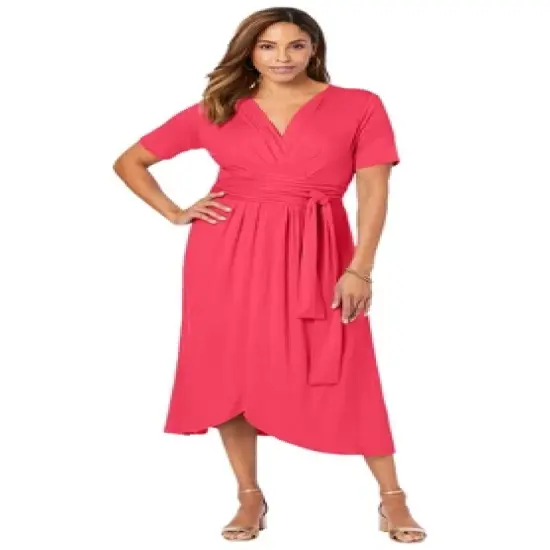 Jessica London Women&rsquo;s Plus Size Tie-Waist High Low Dress image {3}