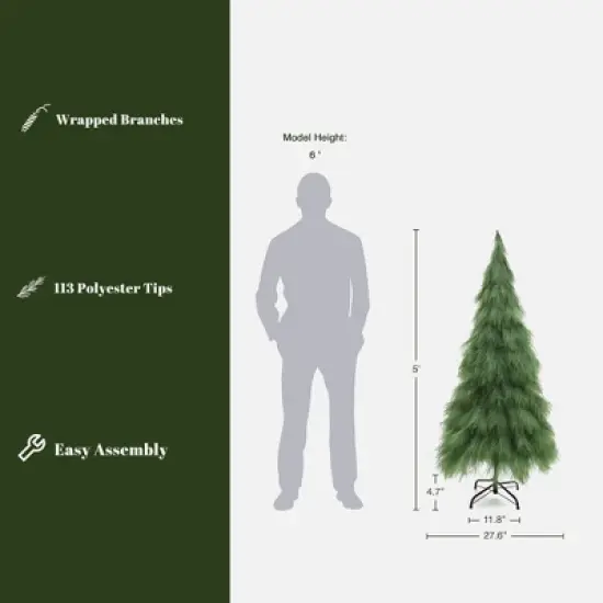 LuxenHome 5Ft Holiday Artificial Pampas Grass Tree in Green image {2}