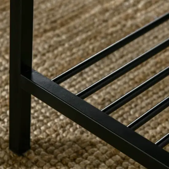 HOMCOM Industrial Dining Table Set, Kitchen Table and Chairs for 4, Dinner Table with Bench Set Metal Frame Storage Shelf, Dinette Set, Rustic Brown image {5}