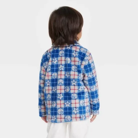 Toddler Boys' Super Mario Printed Shacket - Blue image {1}