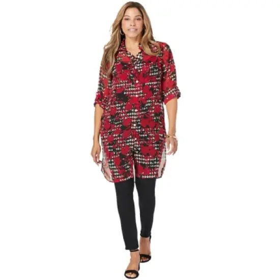 Jessica London Women&rsquo;s Plus Size Sheer Georgette Mega Tunic image {18}