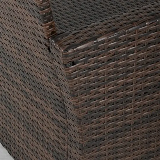 Outsunny 6 PCS Patio Dining Set All Weather Rattan Wicker Furniture Set with Wood Grain Top Table and Soft Cushions image {5}