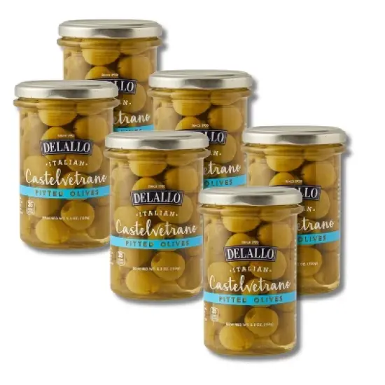 DeLallo Pitted Castelvetrano Green Olives, 5.3 oz Jar, (6 Pack) image {7}