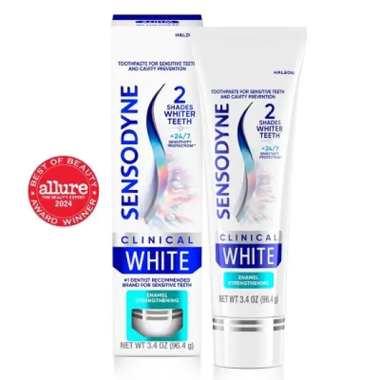 Sensodyne Clinical White Enamel Strengthening and Whitening for Sensitive Teeth Toothpaste - 3.4oz image {2}