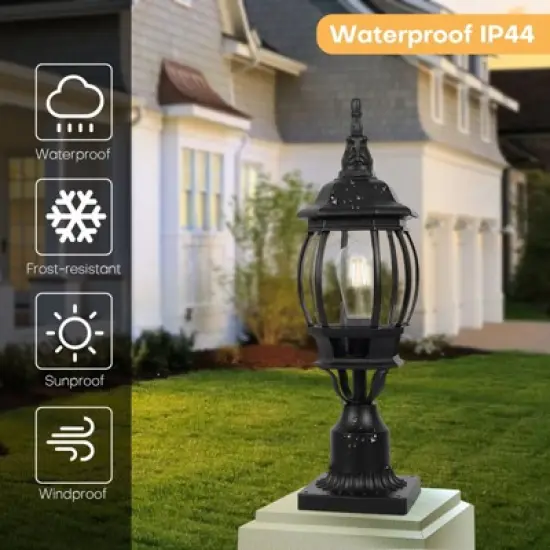 LamQee Outdoor Post Light Fixture with 3 in Pier Mount Base, Waterproof Lamp Post Pole Lights Outdoor for Garden image {5}